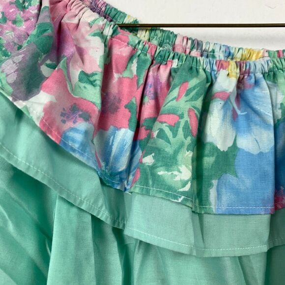 Vintage 80s Pitchfork Brand Green Floral Lace Square Dance Outfit Skirt Medium - Picture 13 of 16